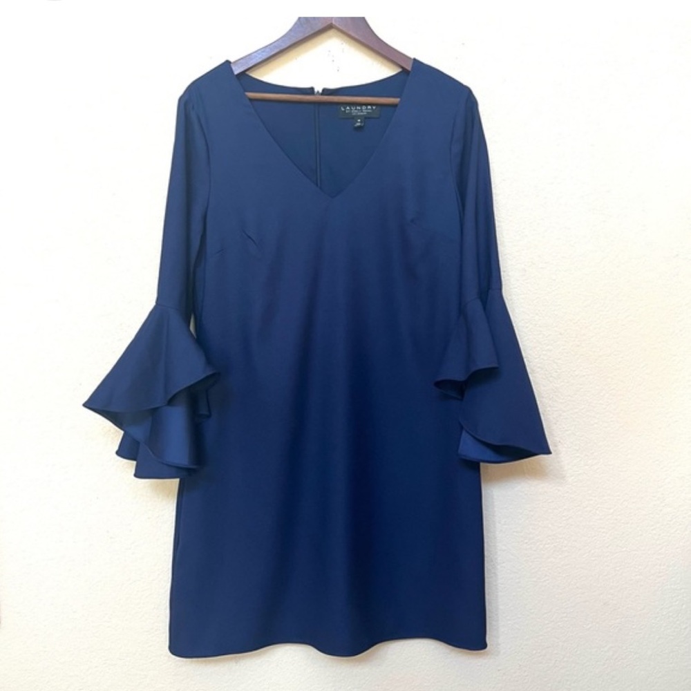 Laundry by Shelli Segal Navy Flare Sleeve Dress